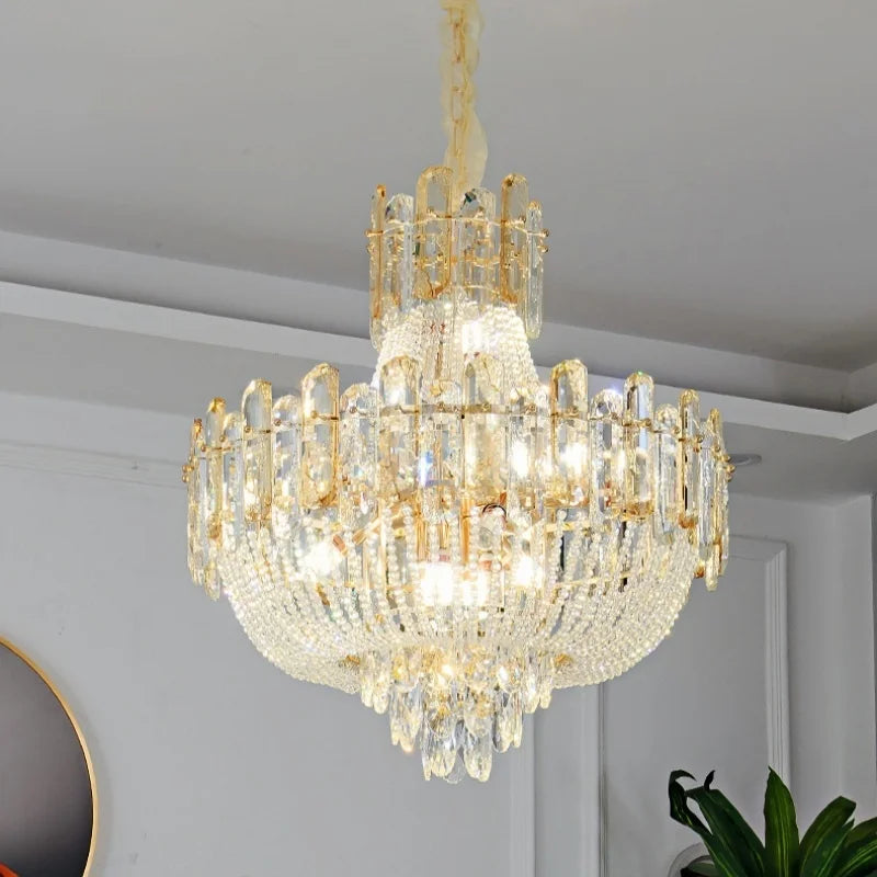 Afralia™ Light Luxury Crystal Ceiling Chandelier in Amber & Smoky Grey, LED Elegant Lustre