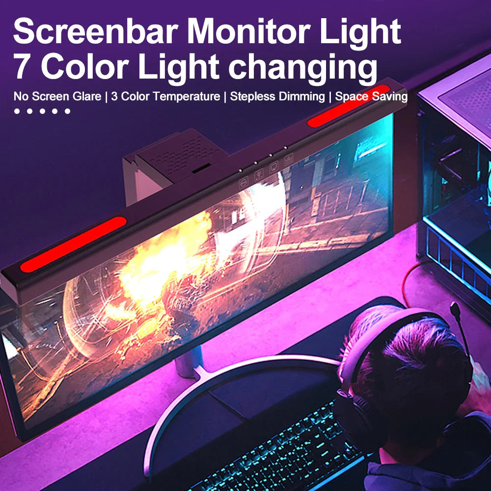 Afralia™ RGB Monitor Light Bar for Curved Screens | USB Powered Gaming & Reading Lights