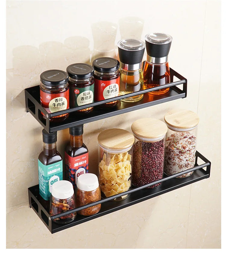 Afralia™ Stainless Steel Spice Jar Organizer Shelves for Kitchen Storage