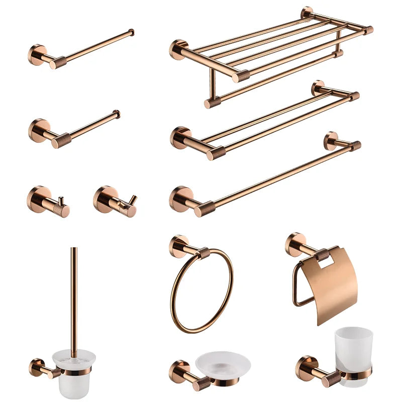 Afralia™ Rose Gold Stainless Steel Bathroom Accessories Set