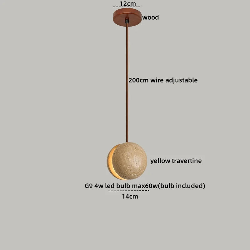 Afralia™ LED Gourd Pendant Light Aisle Hotel Living Room Fixture Glass Travertine Hang Lamp