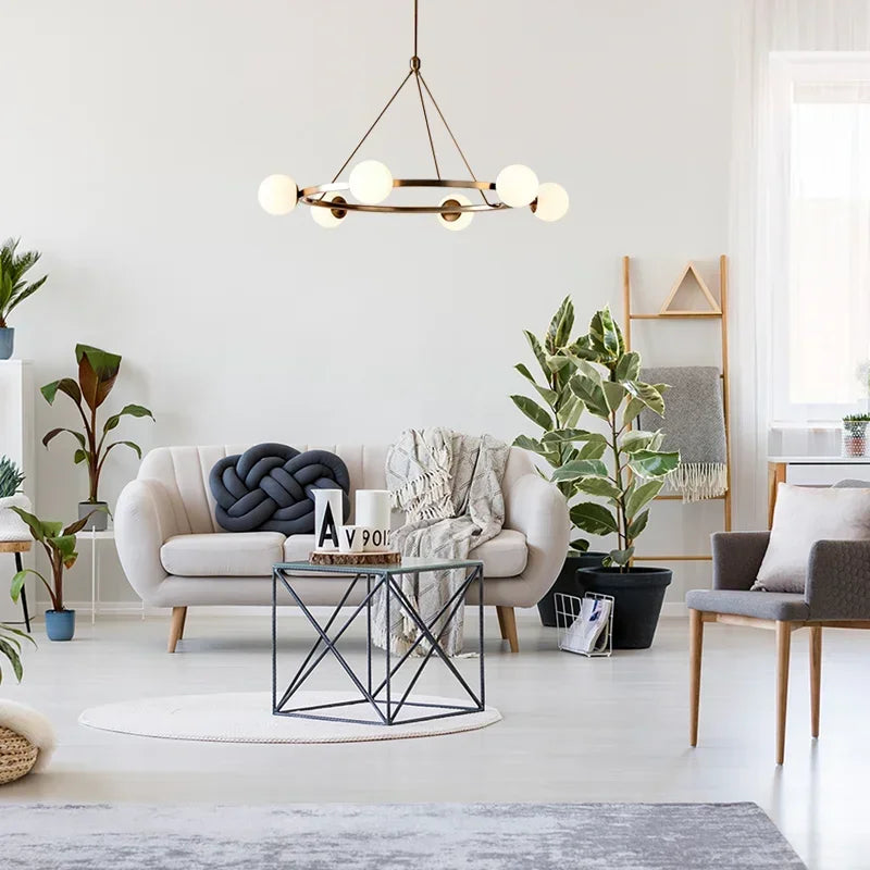 Afralia™ Glass Ball Chandelier LED Hanging Lamp Modern Nordic Style Pendant Light