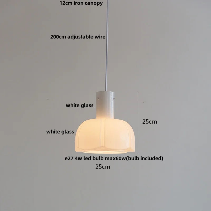 Afralia™ White Glass LED Pendant Light Nordic Modern Adjustable Hanging Light