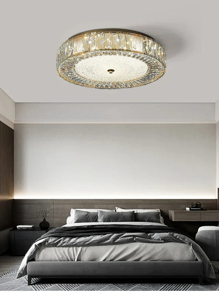 Afralia™ Gold Crystal Glass Ceiling Light Fixture for Modern Living Rooms & Bedrooms