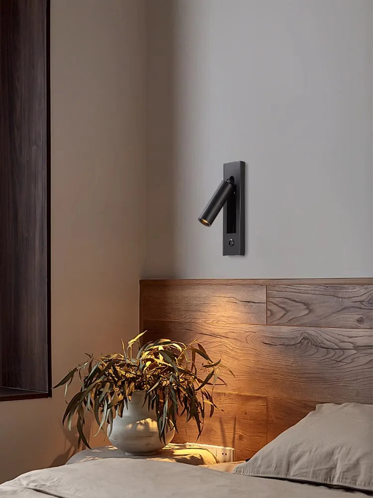 Afralia™ LED Wall Lamp with Switch, USB Port, Rotatable - Bedroom Reading Light