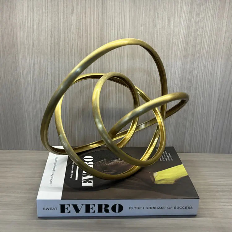 Afralia™ Metal Art Abstract Rope Knot Ornaments - Gold Ring Figurine