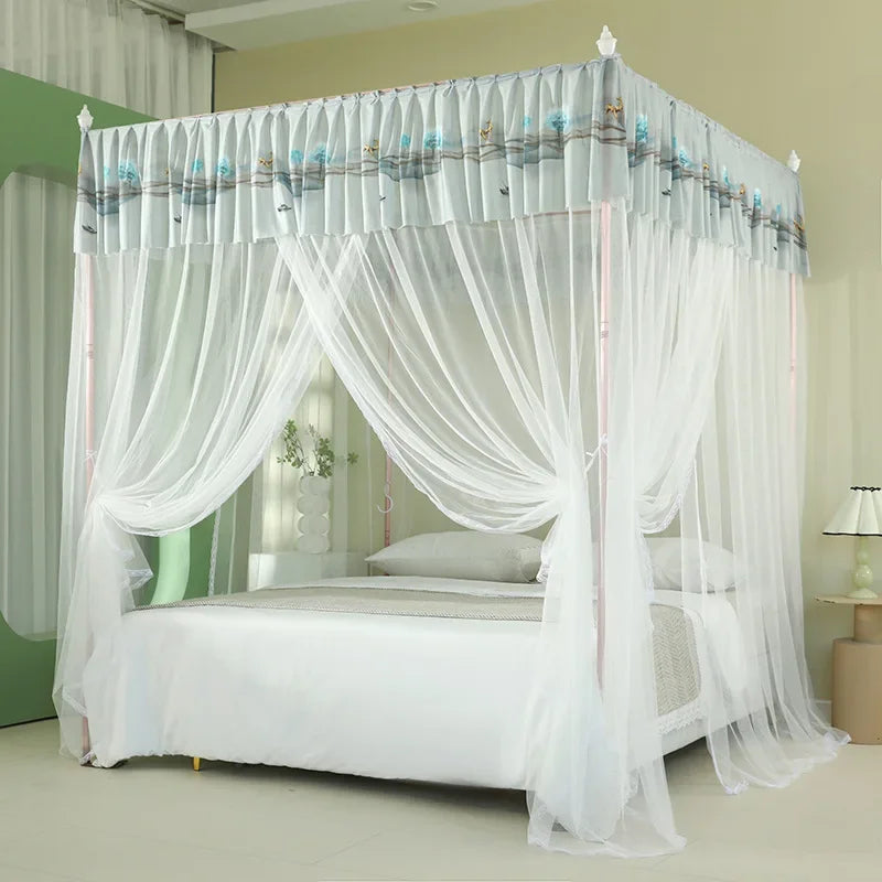 Afralia™ Large Space Mosquito Net with Bracket. Encrypt Mesh, Insect-Proof Bed Curtain for Household.