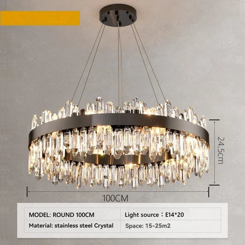 Afralia™ Gold Crystal Chandelier: Dimmable Modern Ceiling Light for Dining Living Room Kitchen Island