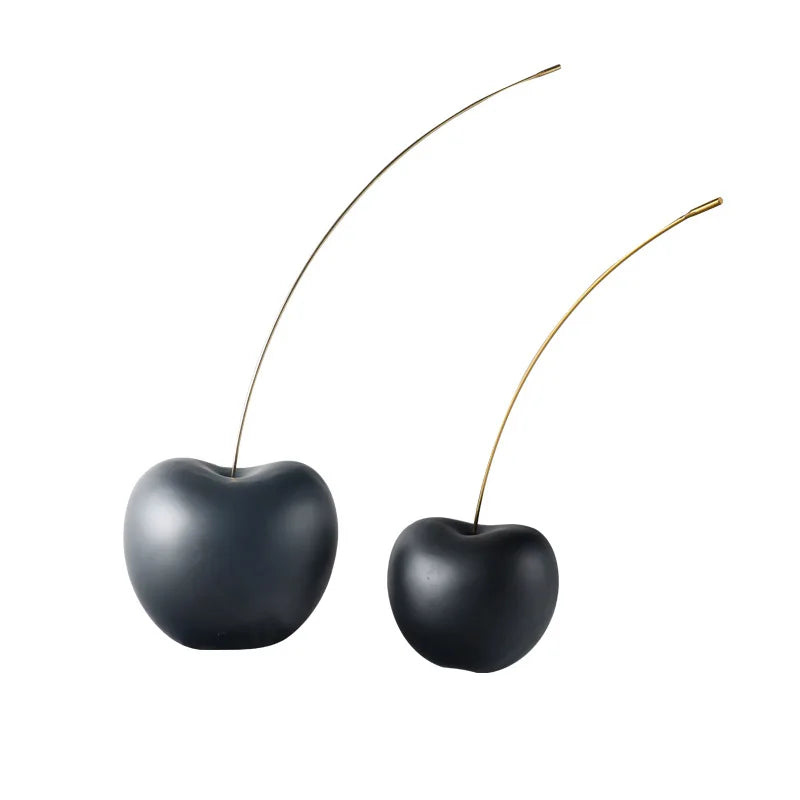 Afralia™ Black Cherry Resin Sculpture Abstract Fruit Home Decor Figurine