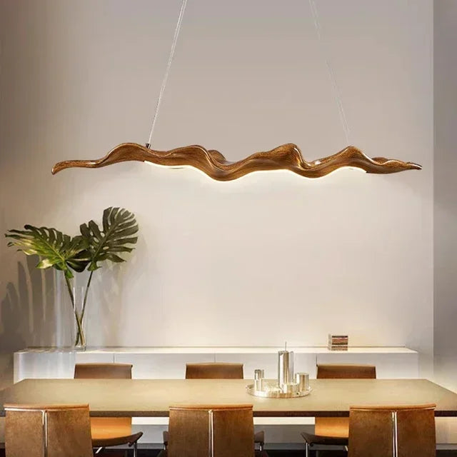 Resin Leaf Pendant Light LED Chandelier by Afralia™ - Indoor Decor Hanging Lamp