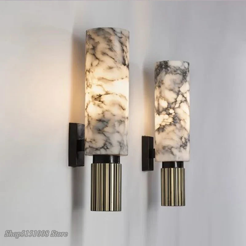 Afralia™ Dolomite Marble Wall Light Modern Art Nordic Living Room Bedroom Wall Sconce