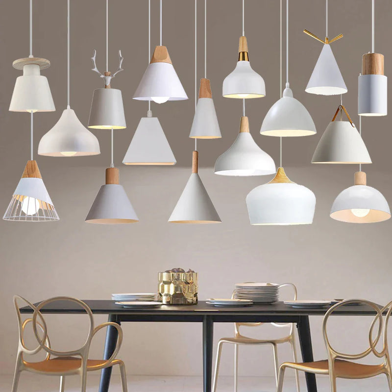 Afralia™ Wood Pendant Lights LED Hanging Lamp Aluminum Fixture for Kitchen, Dining, & Restaurant