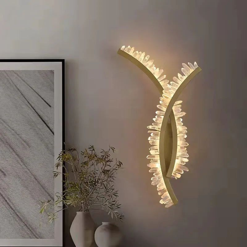 Afralia™ Crystal Gold Metal Wall Light: Luxury Stainless Steel Sconce for Home Decor