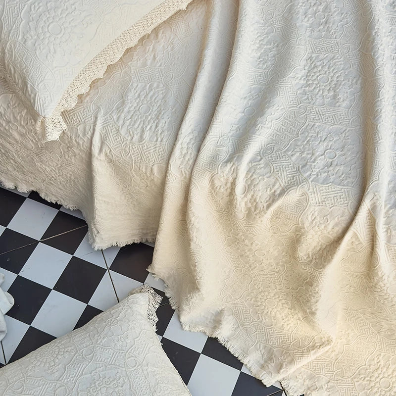 Afralia™ Cotton Quilted Bedspread Set with Bed Skirt & Pillowcases