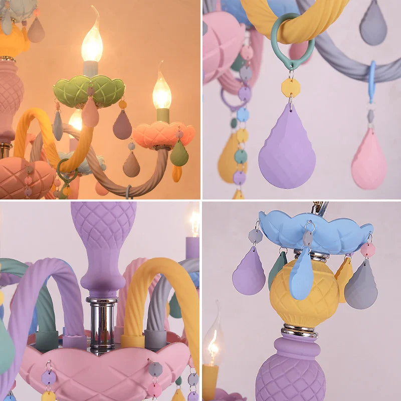 Afralia™ Crystal Chandelier: Modern Macaron Color Children Room Luminaire