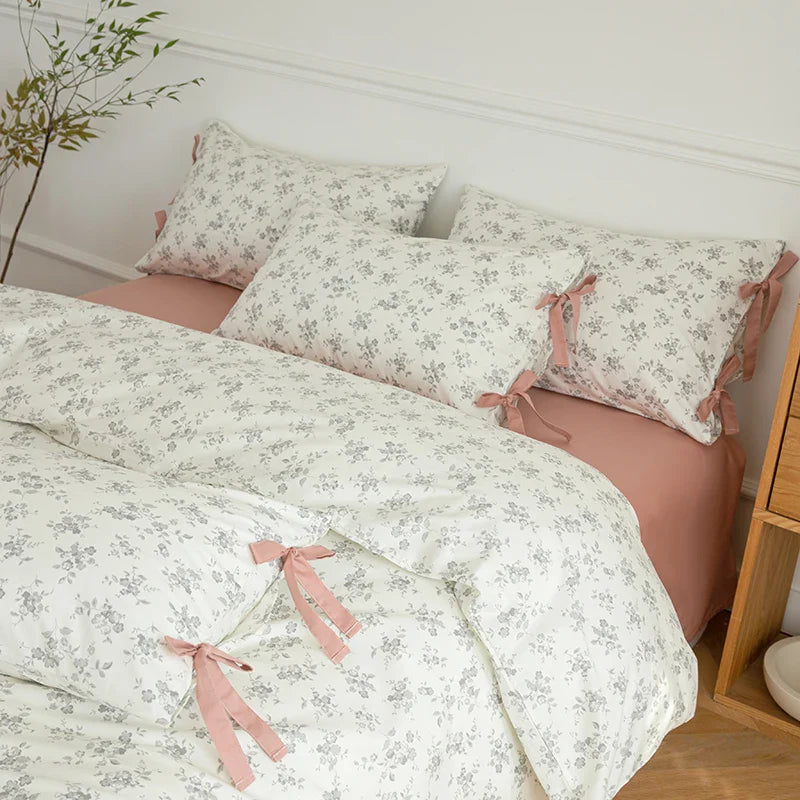 Afralia™ Floral Cotton Bedding Set - Single to King Sizes - Duvet Cover, Sheet, Pillowcases