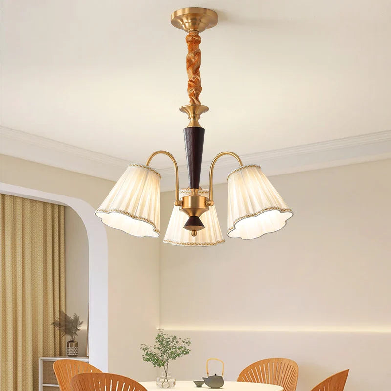 Afralia™ Antique Copper Chandelier for Retro American Country Living Room and Dining Room