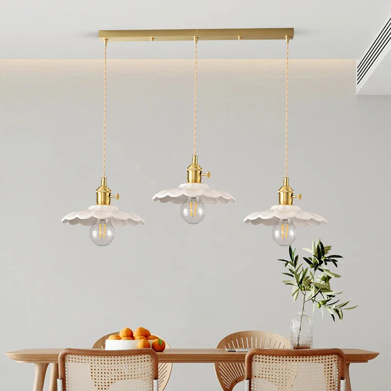 Afralia™ White Ceramic LED Pendant Lamp Modern Hanging Light Fixtures