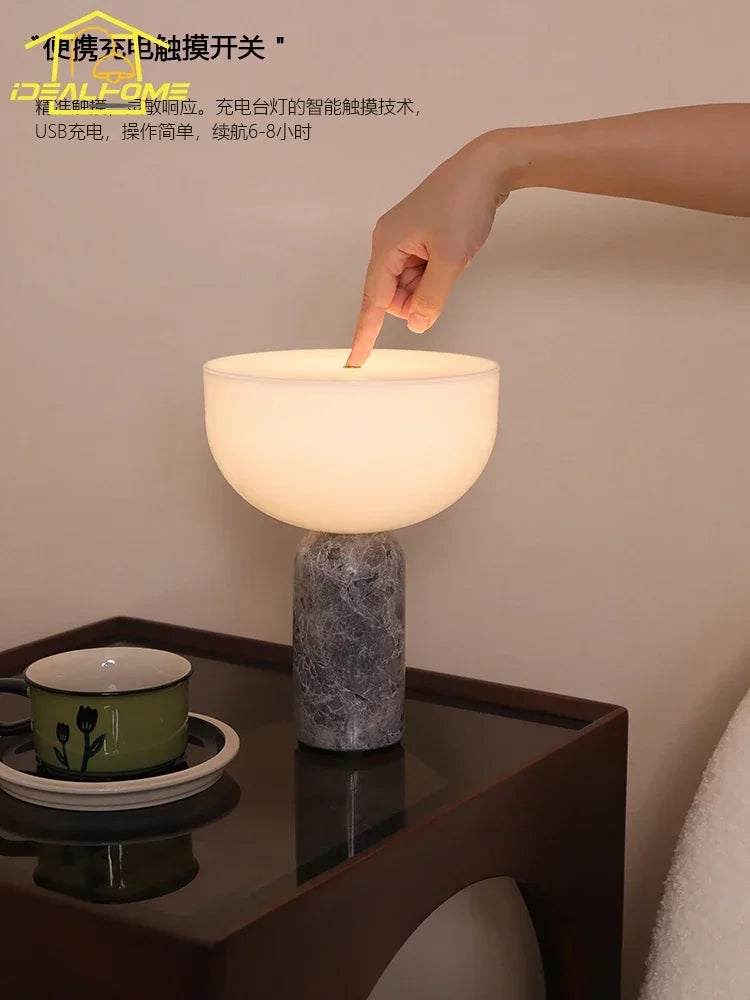 Afralia™ Marble Table Lamp with USB Charging and Touch Switch