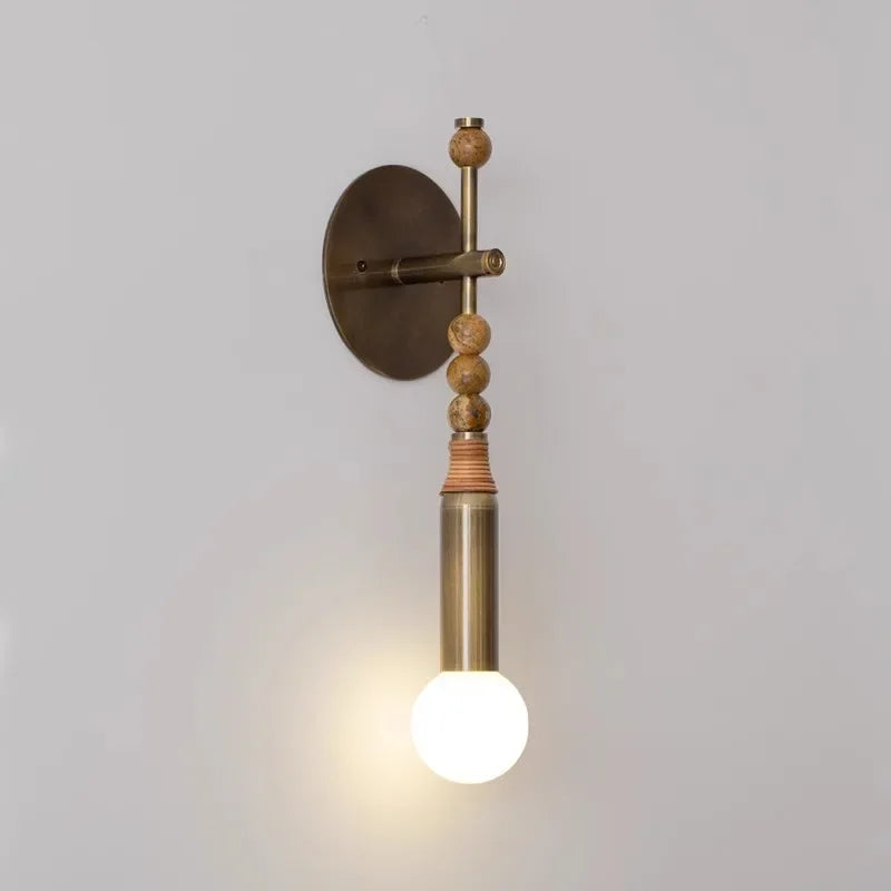 Afralia™ Elegant Marble Copper Wall Lamp for Living Room, Study, Hotel, Restaurant