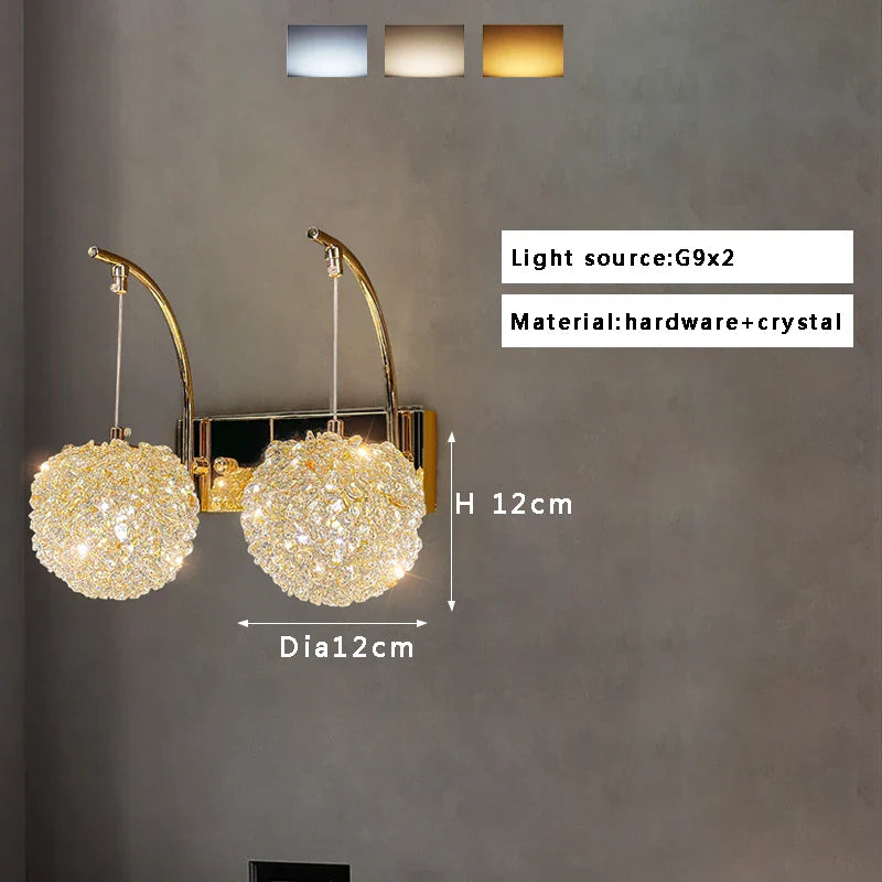 Afralia™ Crystal Beads Wall Lamp LED Light Fixture for Home Decor & Living Room