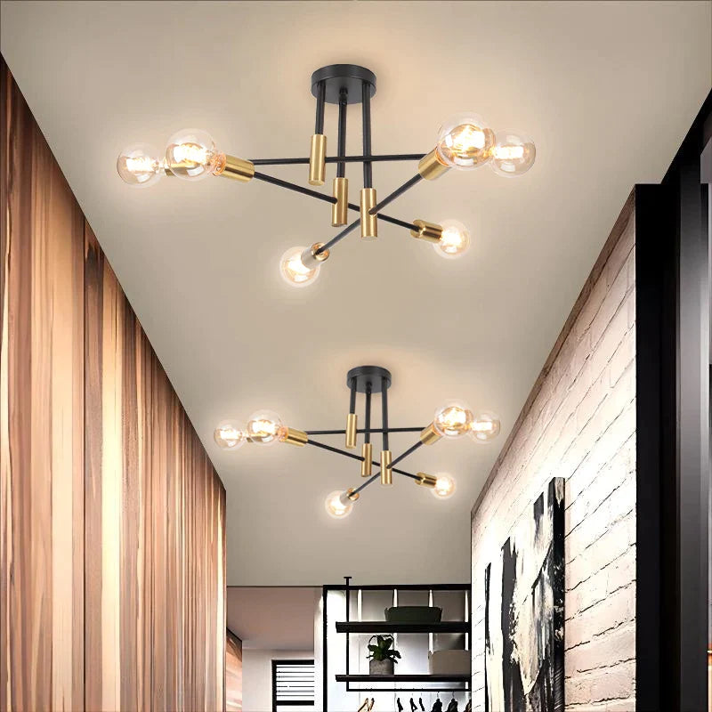 Afralia™ LED Sputnik Chandelier Ceiling Light Fixtures for Bedroom Living Room