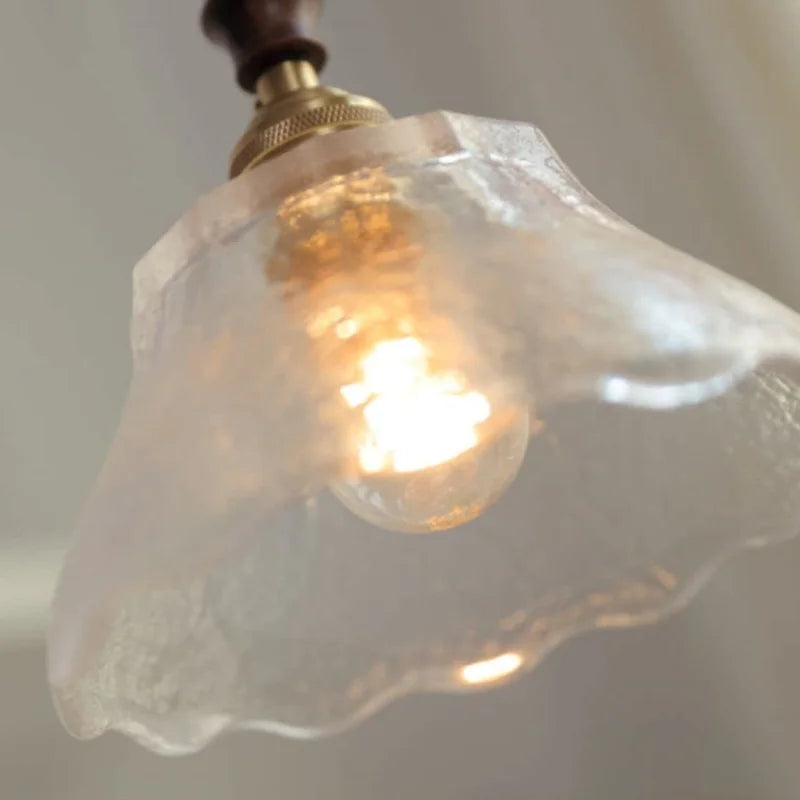 Afralia™ Walnut Wood Clear Glass LED Pendant Lamp - Nordic Modern Hanging Light