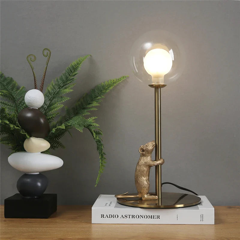 Afralia™ Resin Mouse Table Lamp LED Desk Light Modern Decorative Stand Lighting Fixtures