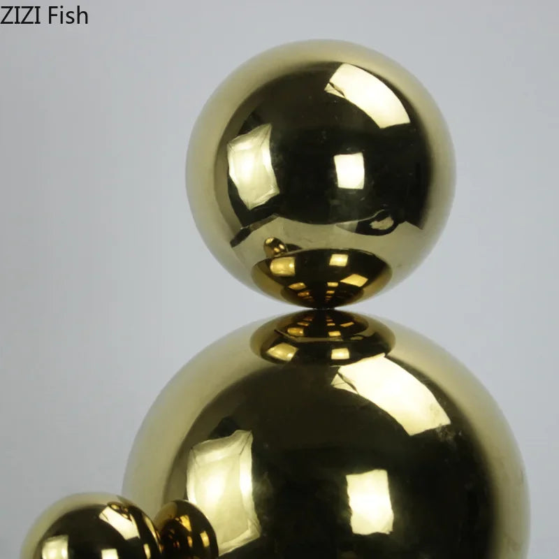 Afralia™ Golden Balls Geometric Metal Sculpture Room Desk Decoration Ornaments