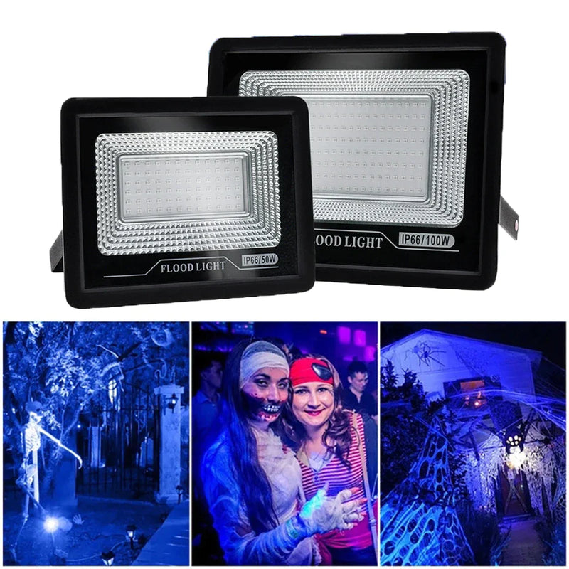 Afralia™ 100W LED UV Black Light Flood Lamp for Party, Halloween, Xmas - 392nm