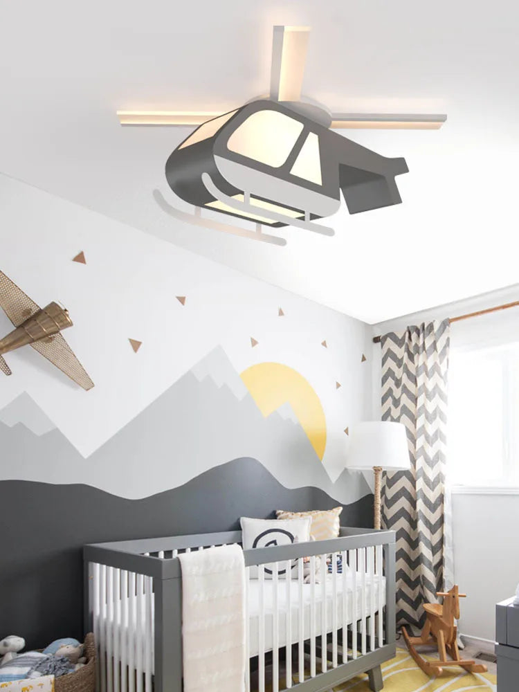 Afralia™ Cartoon Helicopter Ceiling Fan Light for Children's Room