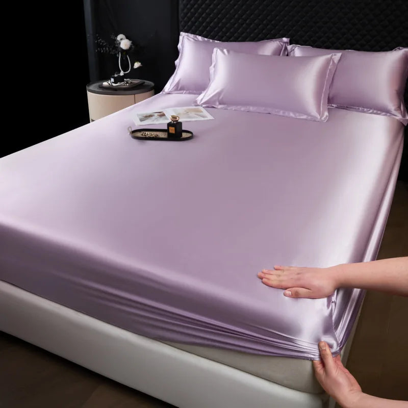 Afralia™ 100% Mulberry Silk Fitted Sheet Set with Pillowcase - Luxury Solid Color Silk Bed Linen