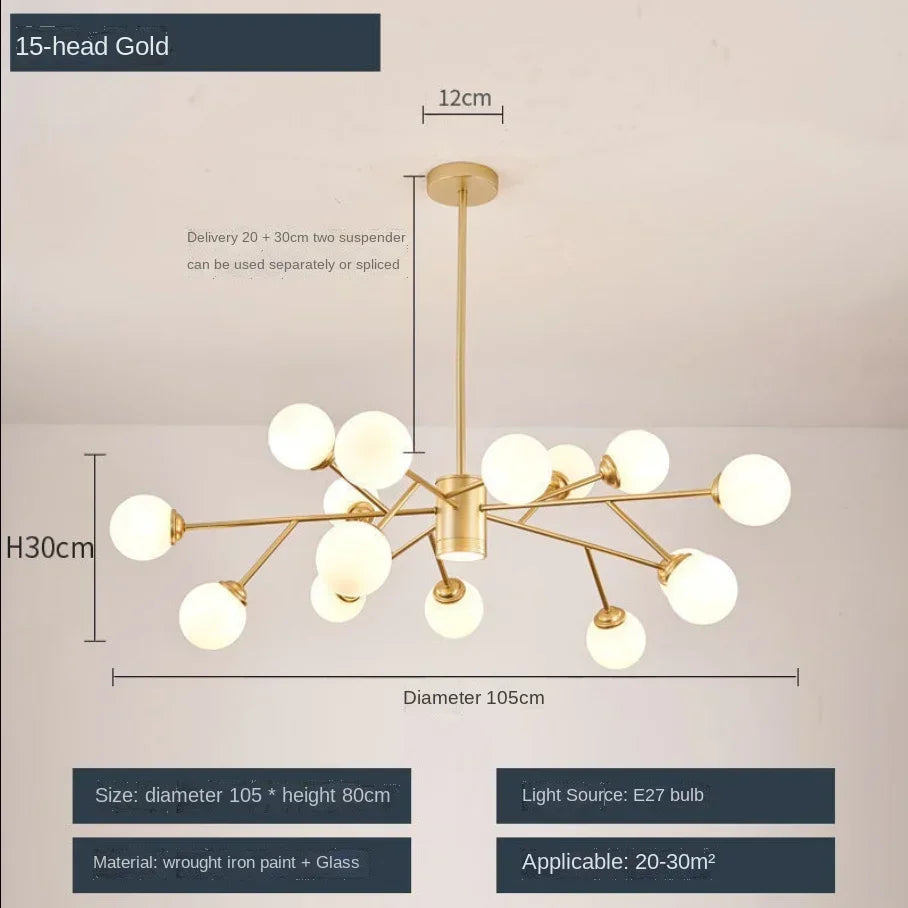 Afralia™ Glass Ball Ceiling Chandelier for Bedroom Dining Living Room Lighting