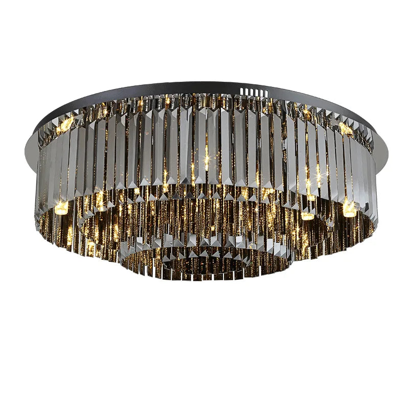 Afralia™ Luxury Black Crystal Ceiling Light for Modern Home Decor and Lighting