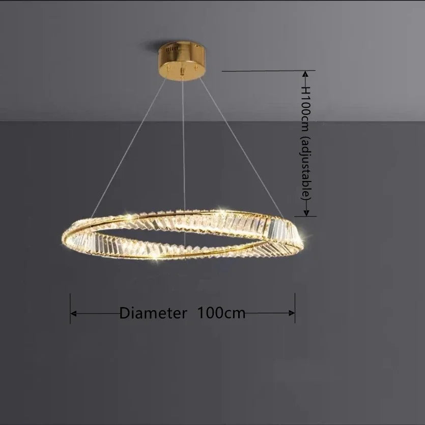 Afralia™ DNA Spiral Crystal Chandelier LED Ring Design for Luxury Living Room