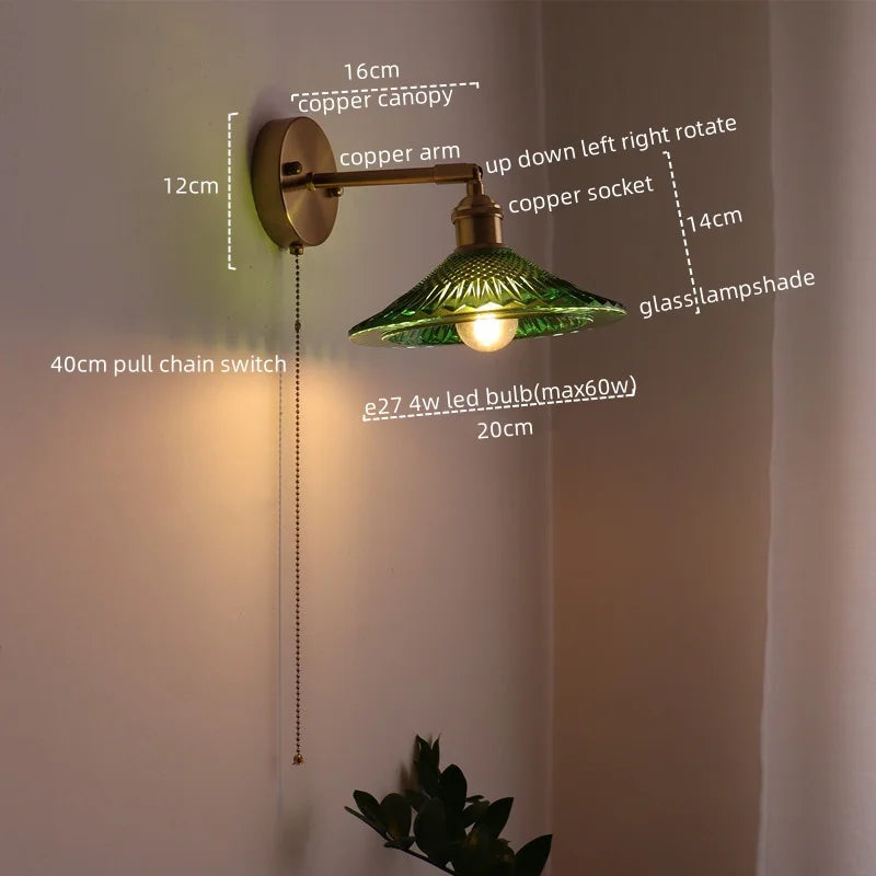 Afralia™ Copper Glass LED Wall Lamp Modern Nordic Home Decor Applique Murale