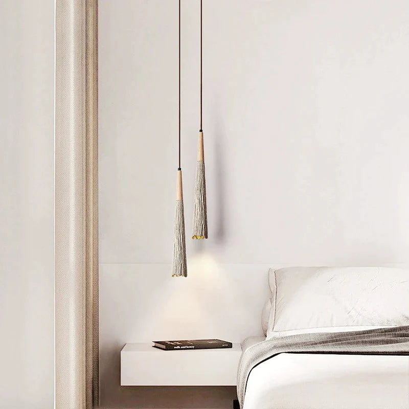 Afralia™ LED Cement Cream Chandelier Pendant Lamp for Bedroom Bedside and Bar