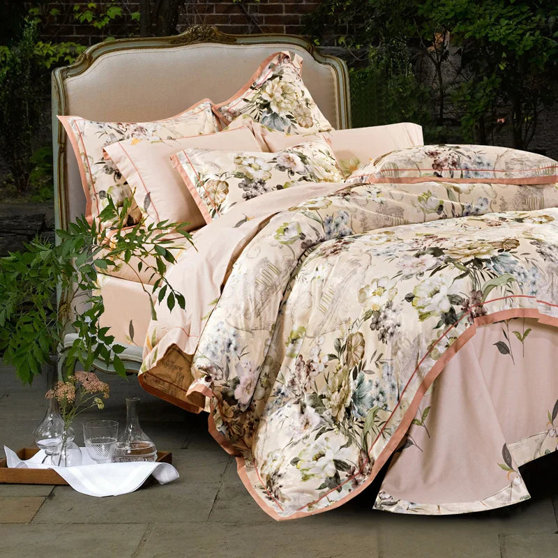 Afralia™ Vintage Floral Jacquard Cotton Wedding Bedding Set with Duvet Cover, Sheet, Pillowcases