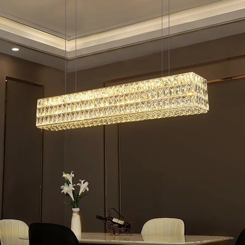 Afralia™ Crystal LED Pendant Light: Luxury Steel Hanging Lamp for Modern Foyer, Dining Room
