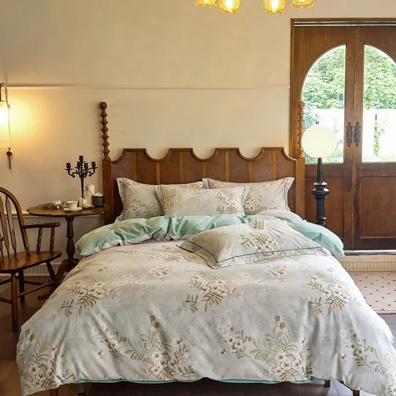Afralia™ Egyptian Cotton Bedding Sets - Queen King Ru Size, Print Sheet Pillowcase Duvet Cover Set