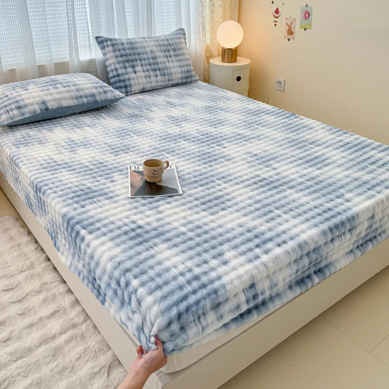 Afralia™ Milk Velvet Printed Fitted Sheet: Soft & Luxurious Single Bed Cover for Winter