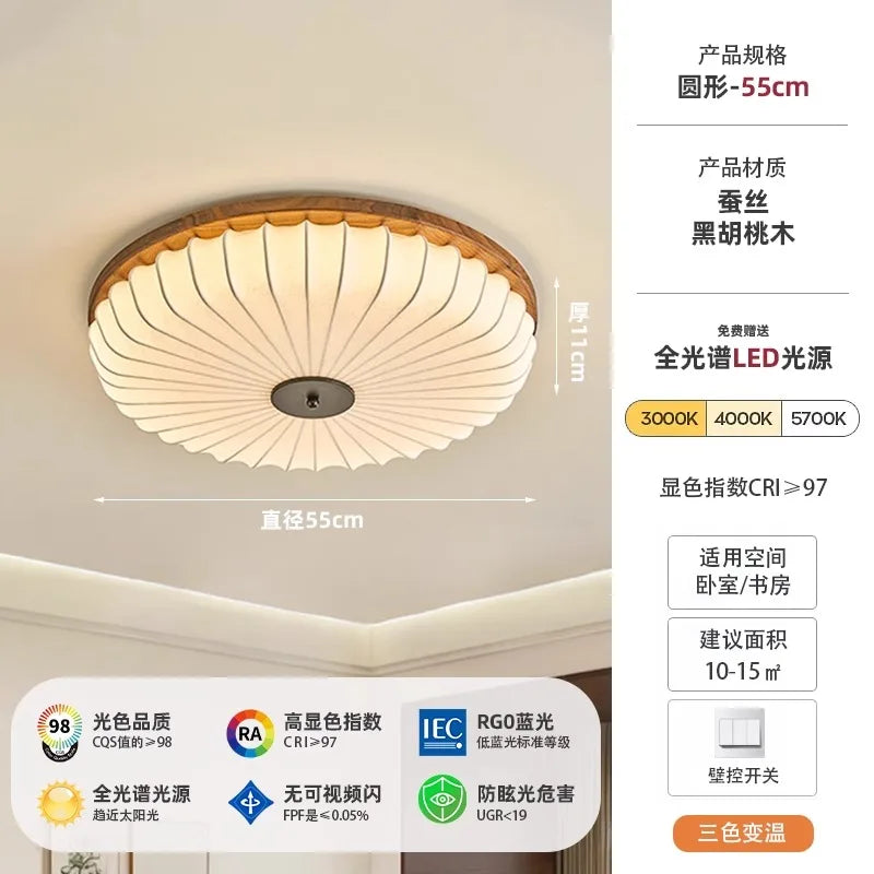 Afralia™ Minimalist Walnut LED Ceiling Light for Bedroom, Living Room, Kitchen