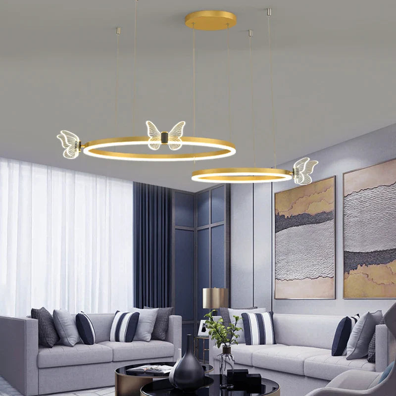 Afralia™ LED Butterfly Chandelier Pendant Light for Modern Living Room