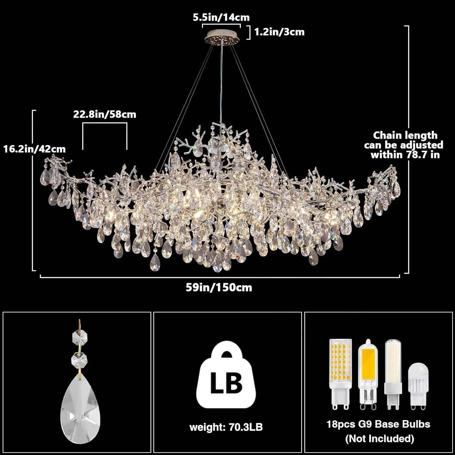 Afralia™ Modern Crystal Branch Chandelier for Living Room and Dining Room