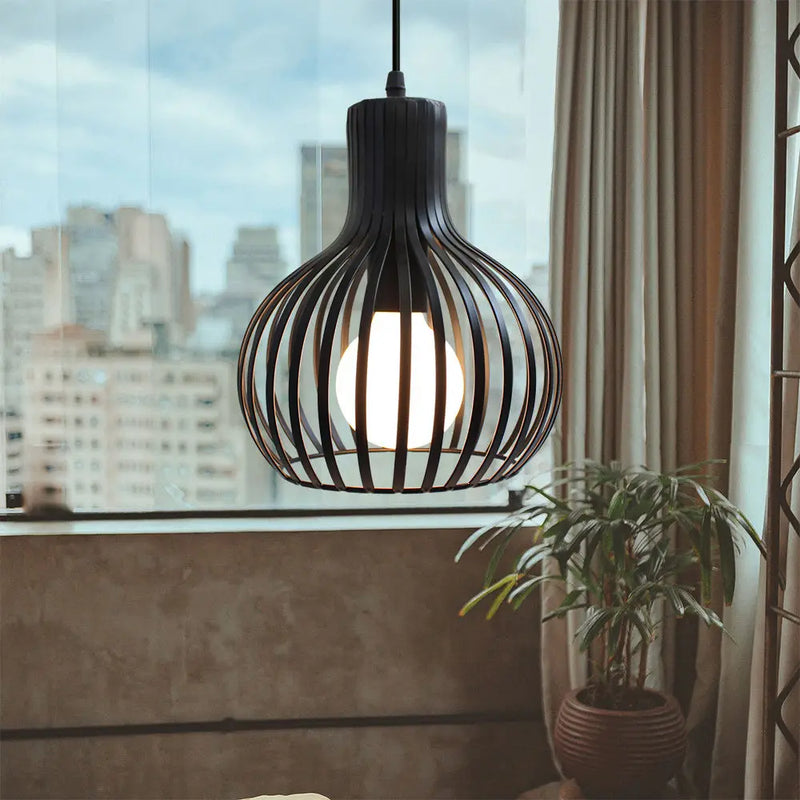 Afralia™ Black Metal Cage Pendant Light - Vintage Industrial Loft Kitchen Lighting