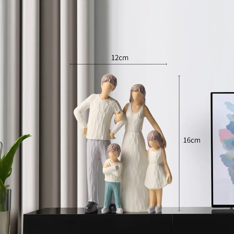 Afralia™ Modern Family Sculpture: Father, Mother, Kid Statue for Living Room, Desk Decor