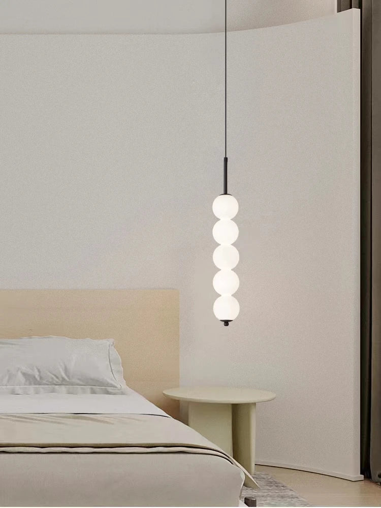 Afralia™ LED White Pearl Glass Pendant Lights for Kitchen Bar Decor - Bubble Hanging Lamp