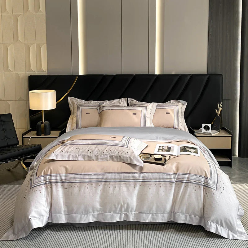 Afralia™ Egyptian Cotton Flower Bedding Set, Luxury 1000TC Duvet Cover, Sheets, Pillowcases