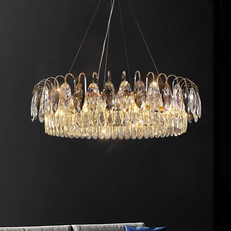 Afralia™ Crystal Chandelier Pendant Light for Living Room Bedroom Ceiling - Indoor Luxury Lighting