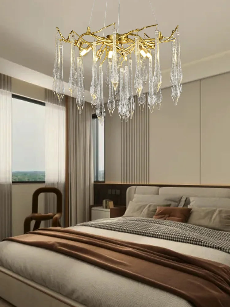 Afralia™ Large Droplet Crystal Chandelier: Modern Bedroom & Restaurant Pendent Lamp